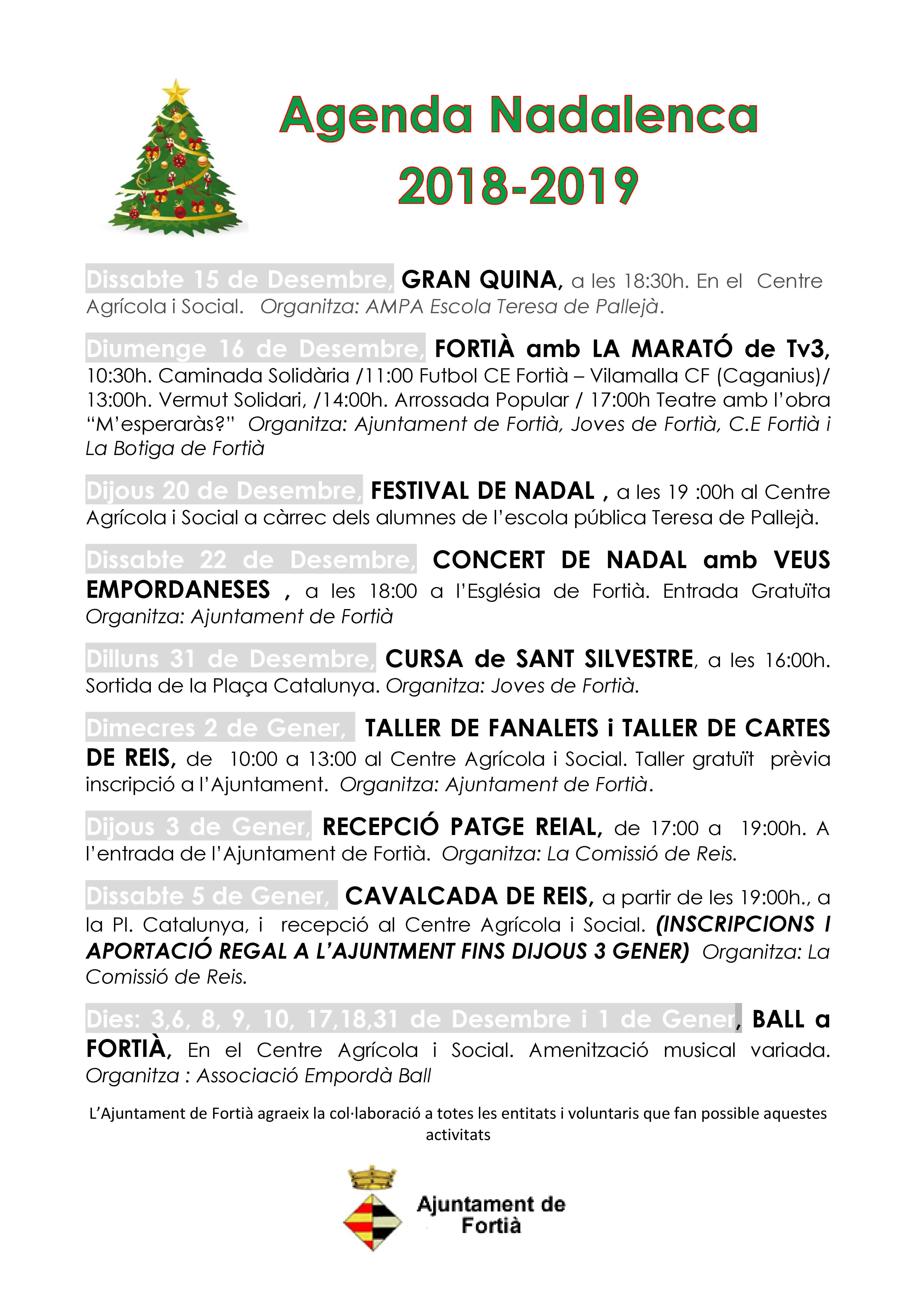 Agenda nadal 2018-2019